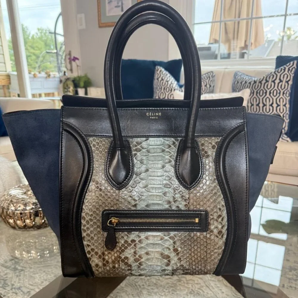 Celine Phyton Suede Large Tote Bag - Picture 1 of 7